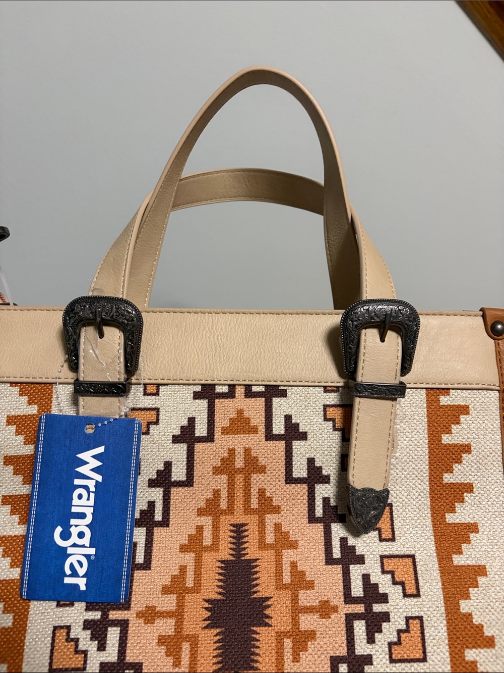 Wrangler Beige & Tan Southwestern Tote Bag - Picture 2 of 12